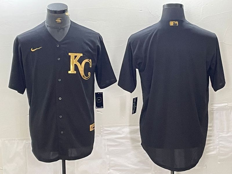Men Kansas City Royals Blank Black gold 4 th generation Nike 2024 MLB Jersey style 1